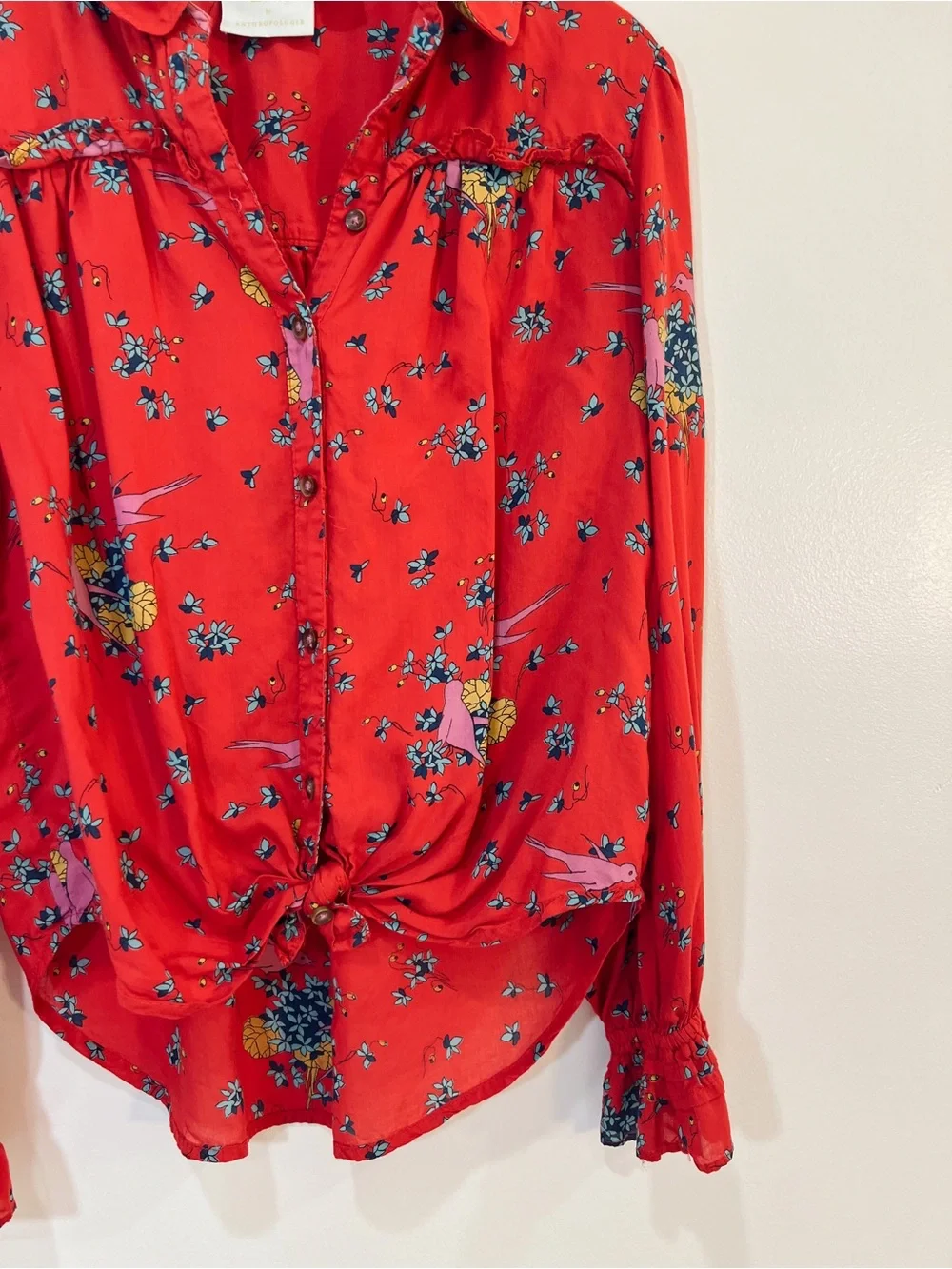 Anthropologie X Maeve Red Fredricka Button Down Top